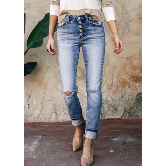 NWT Kancan Button Fly High Rise Straight Fit Denim - Picture 5 of 7